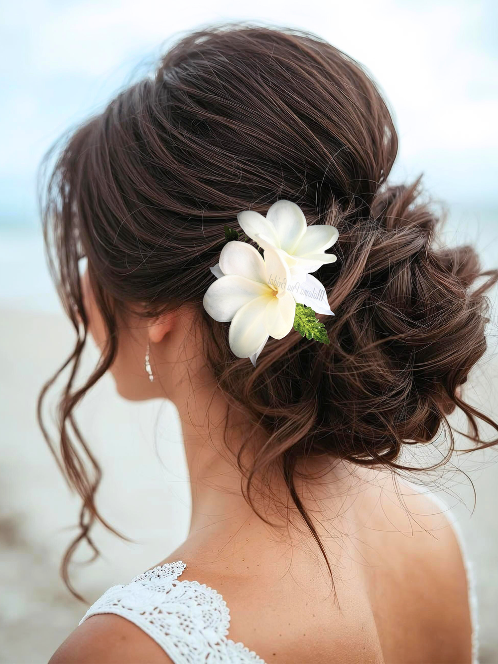 Real Touch Plumeria flower Bridal Hair accessory with hand wired